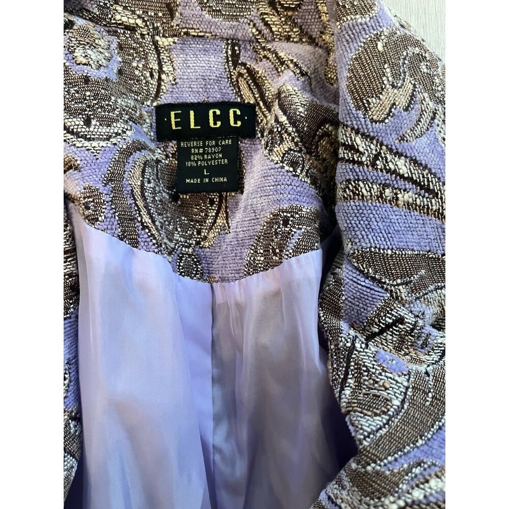 VTG Tapestry Jacket Pastel Lavender Purple Paisley Jacquard Bronze Button M L - Picture 5 of 10
